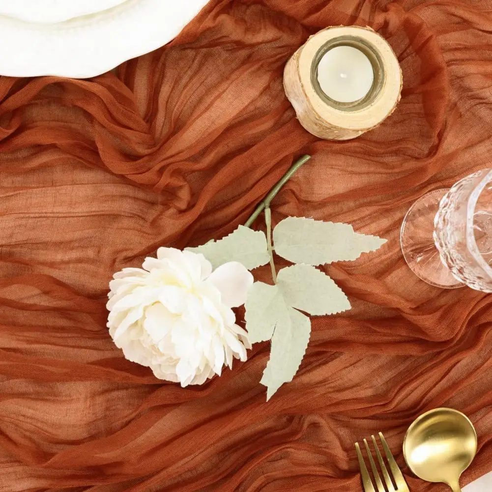 Camino de mesa de 180/400cm, hermoso estilo bohemio, cubierta de mesa de gasa, tela de queso, rústico bohemio para decoración del hogar, Festival y vacaciones