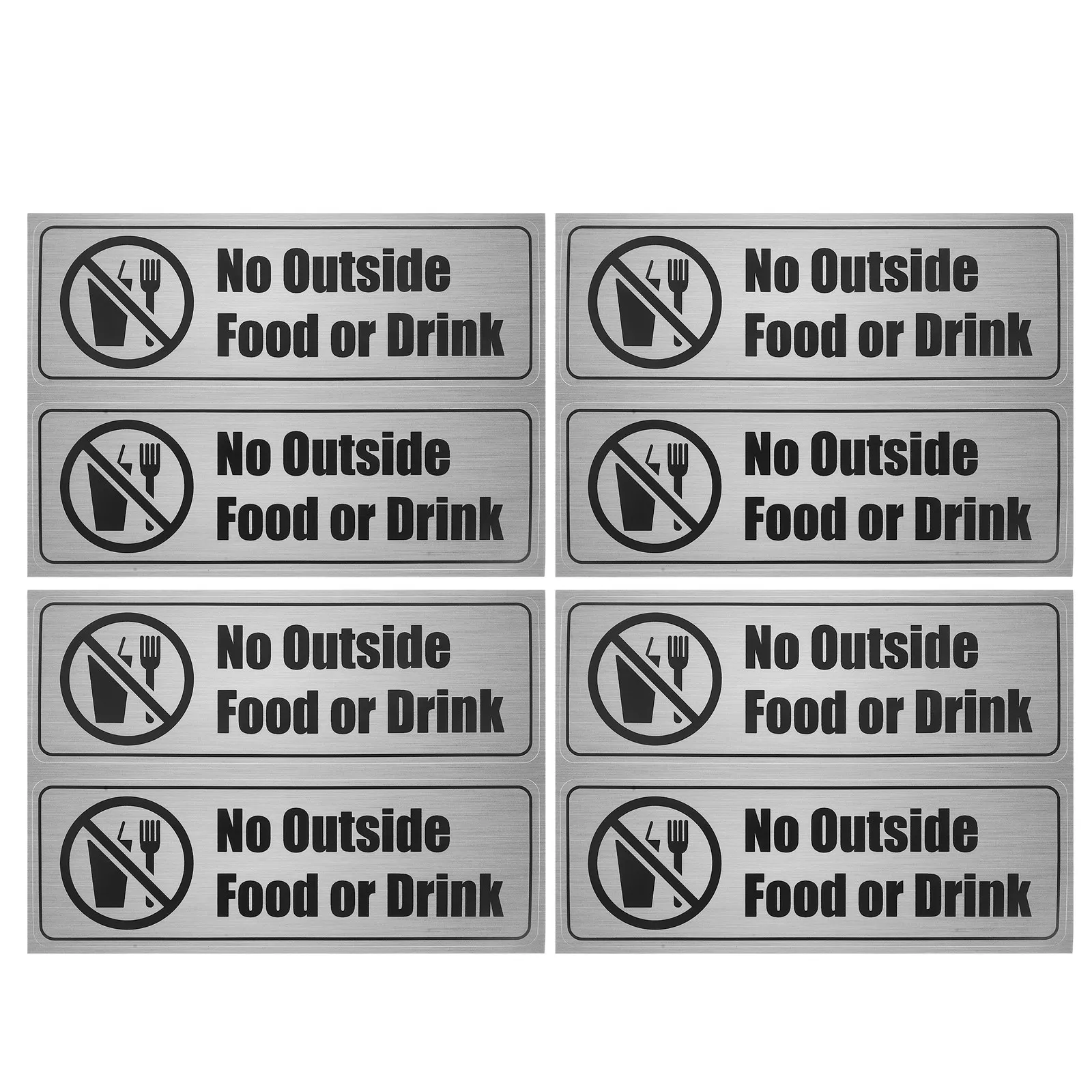 8Pcs No Outside Food Sticker PVC Self-Adhesive Warning Decal for Restaurant Office Bar Cafe No Food Drink Prohibition