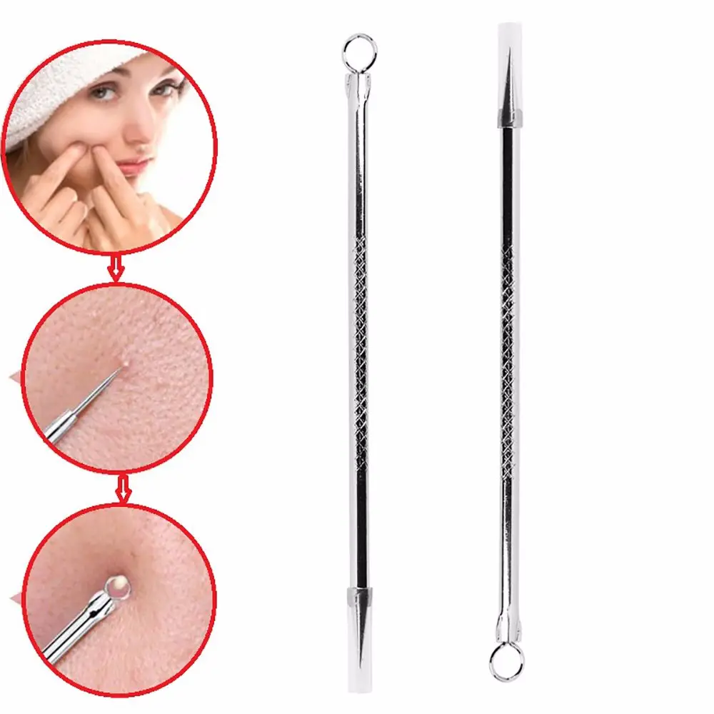 

1pcs Silver Blackhead Comedone Acne Blemish Extractor Remover Cosmetic Tool Stainless Needles Remove Tool 12cm