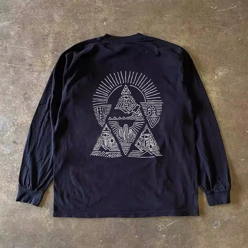 Long Sleeve 310 Pure Cotton Men's T-Shirt Upward Hero Non-Light American Style Couple's T-Shirt Youth Loose Fit Printed Tee