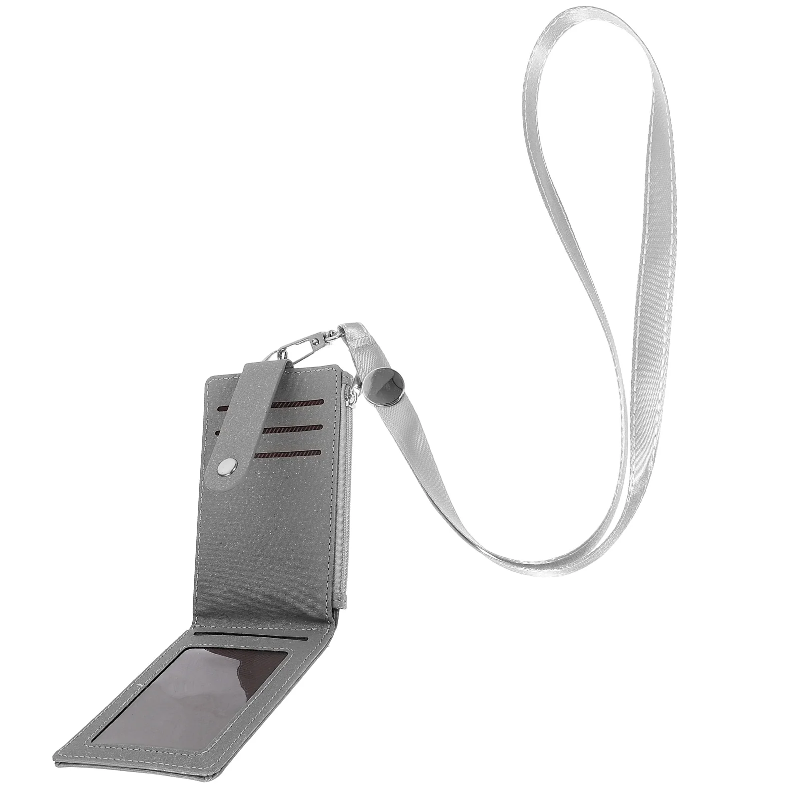

Multifunction Card Holder Clip Black Lanyard ID Badge Student Teacher Protector PU Credit Proximity AntiScratch