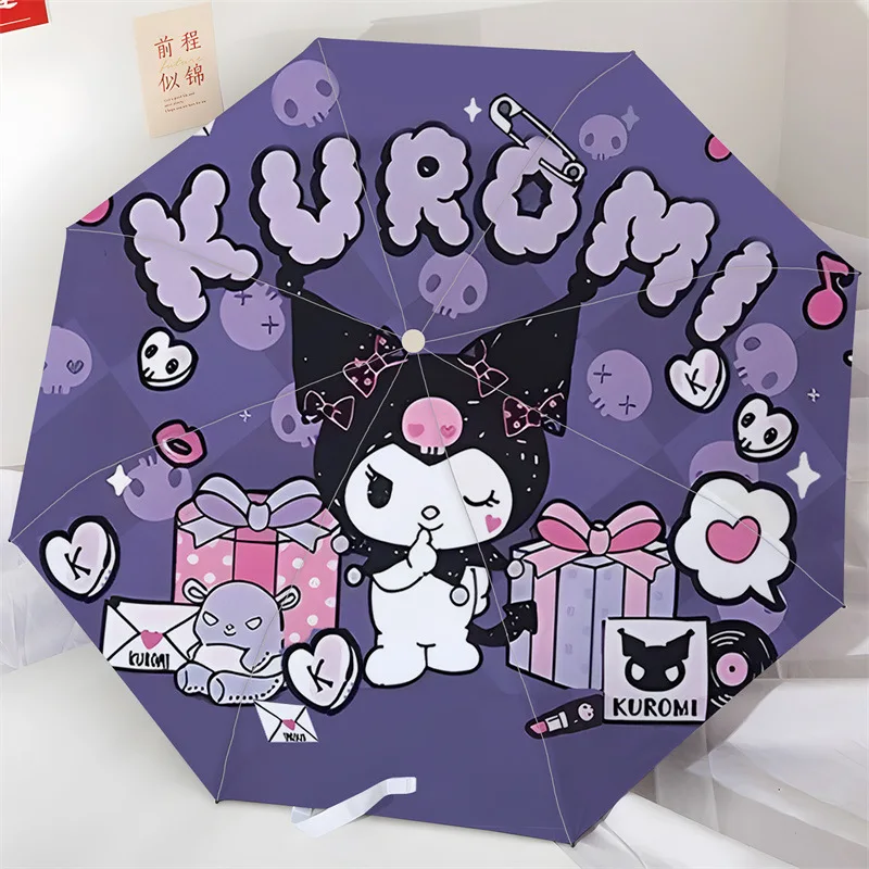 

Cute Kuromi Umbrella Sanrio Kawaii Anime My Melody Pochacco Automatic Umbrella Girl Heart Cartoon Fold Umbrella Gift for Kids