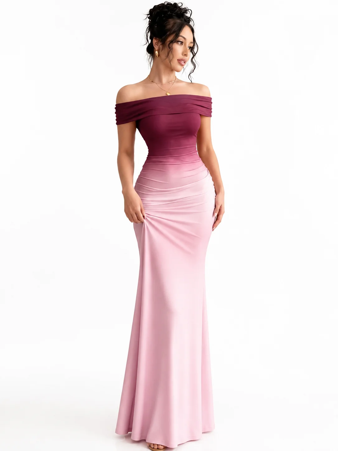Elegant Women's Gradient Off Shoulder Mermaid Dress