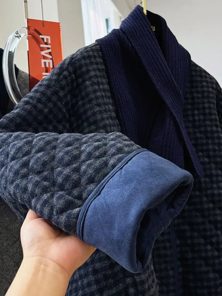 رداء قطني نسائي جديد لخريف وشتاء 2025 سترة قصيرة فضفاضة للركاب بألوان متباينة #5