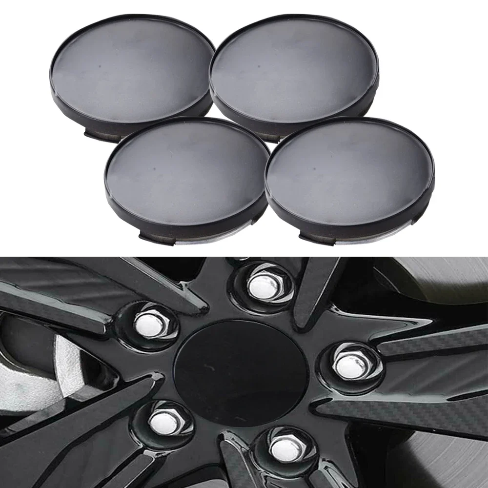 Universal Car Wheel Center Hub Caps Cover Kit, Durável Plástico Preto, Peças de Estilo Do Carro, Auto Acessórios, 68mm, 4Pcs