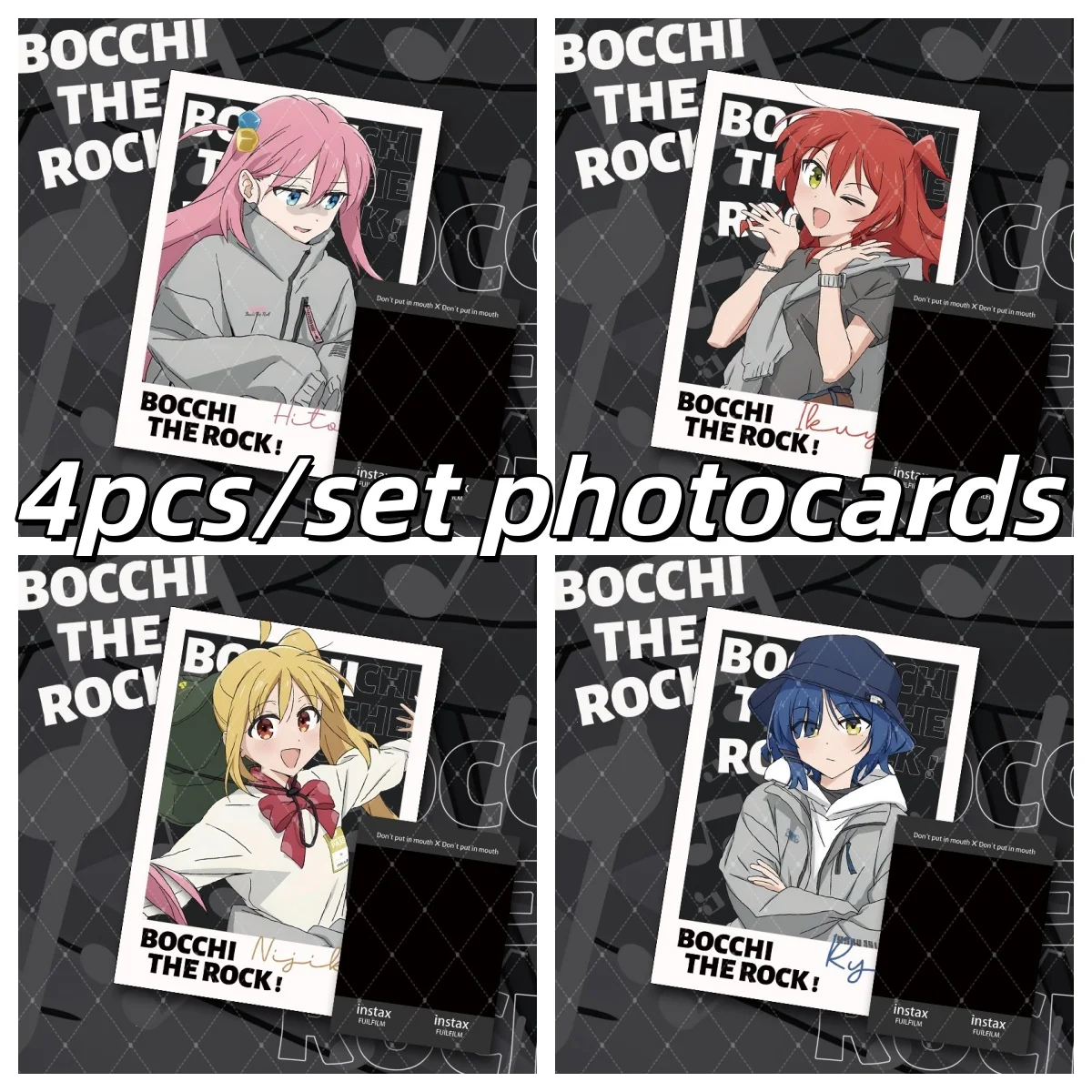 Conjunto de 4 Cartões Fotográficos Pequenos do Anime Bocchi The Rock, Personagens Hitori Gotoh, Ryo Yamada, Ikuyo Kita, Cartões Lomo para Coleção de Fãs