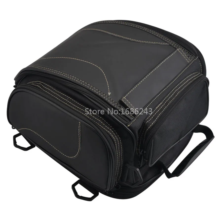 

Black Waterproof Motorcycle Tail Bag Backseat Bag PU Leather Rear Trunk Helmet Storage Bag Helmet Backpack Cross-body Bag Pack