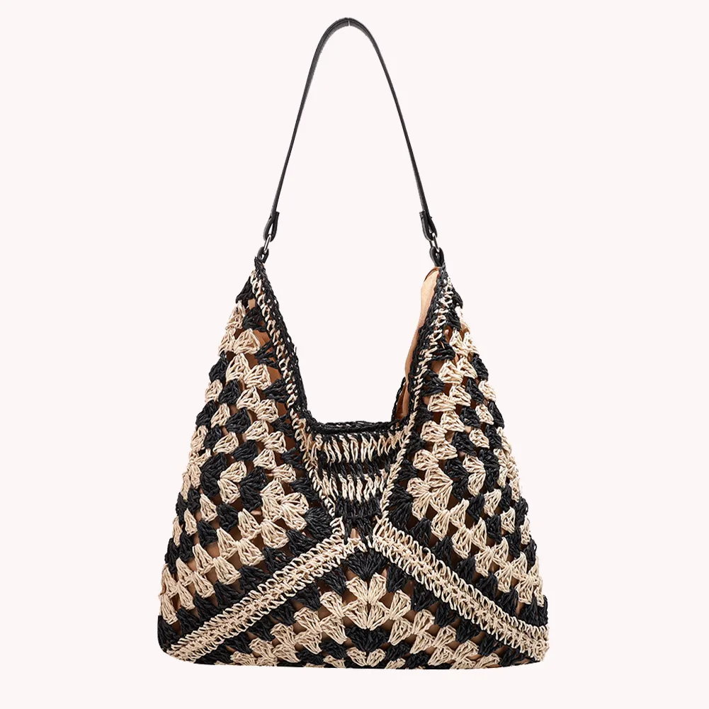 

Women Beach Bag Extra Large Weave Straw Swimming Beach Bag Fashion Girls Bag Solid Hollow Out Shopper Bag Handlebag