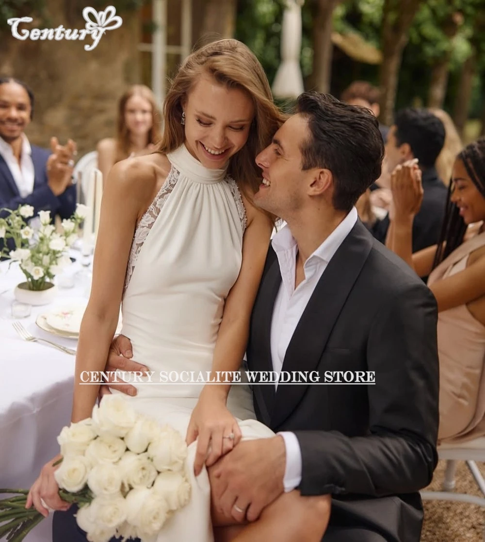 Robe de Mariée Simple en Crêpe de Dentelle à Dos aux, Tenue Éducative Personnalisée, Style Sirène, 2025