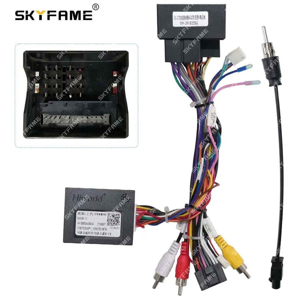 SKYFAME Car 16pin Wiring Harness Adapter Canbus Box Decoder Android Radio Power Cable  For MG GS Rover RX5 MG6 SA06.11