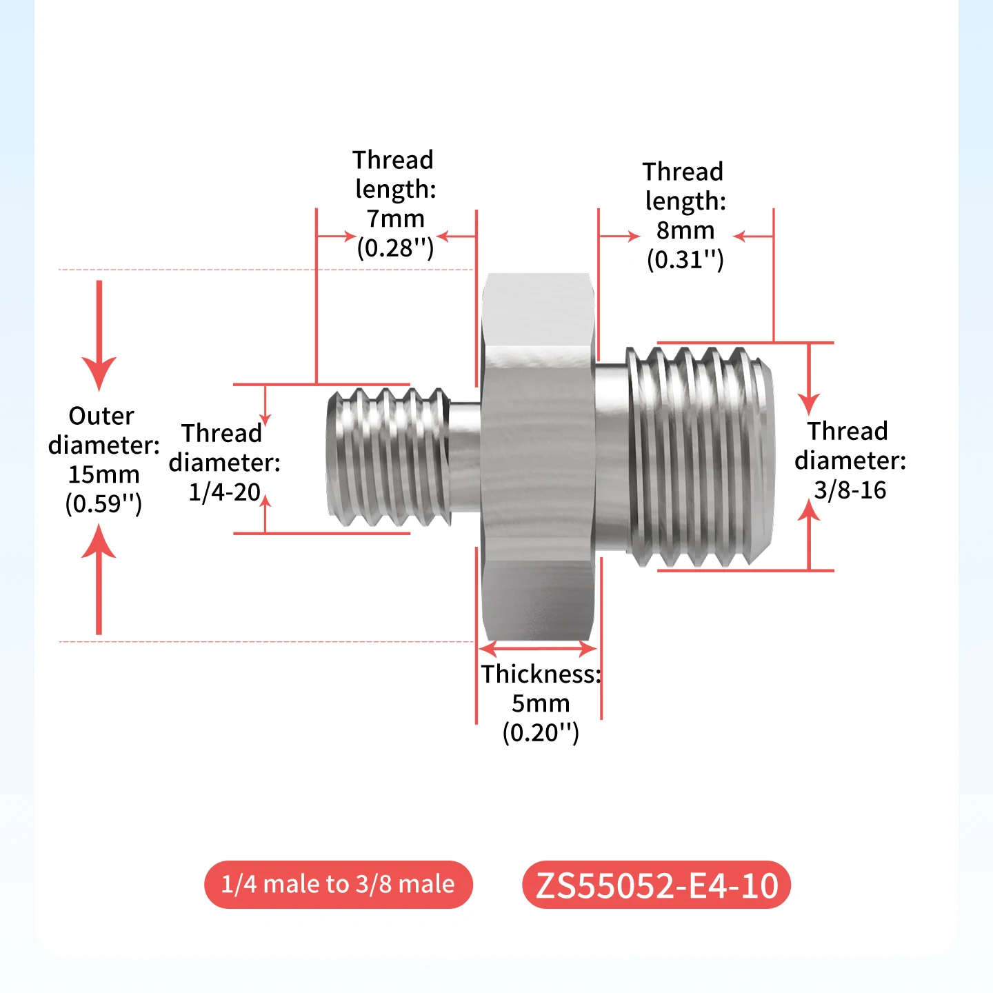 1/4 auf M6 M8 M10 3/8 Doppelendige Konvertierungsschraube mit Schraubenschlüssel aus Edelstahl für Kamera-Stativ, Gimbal, Fülllichtkäfig – Detail 19