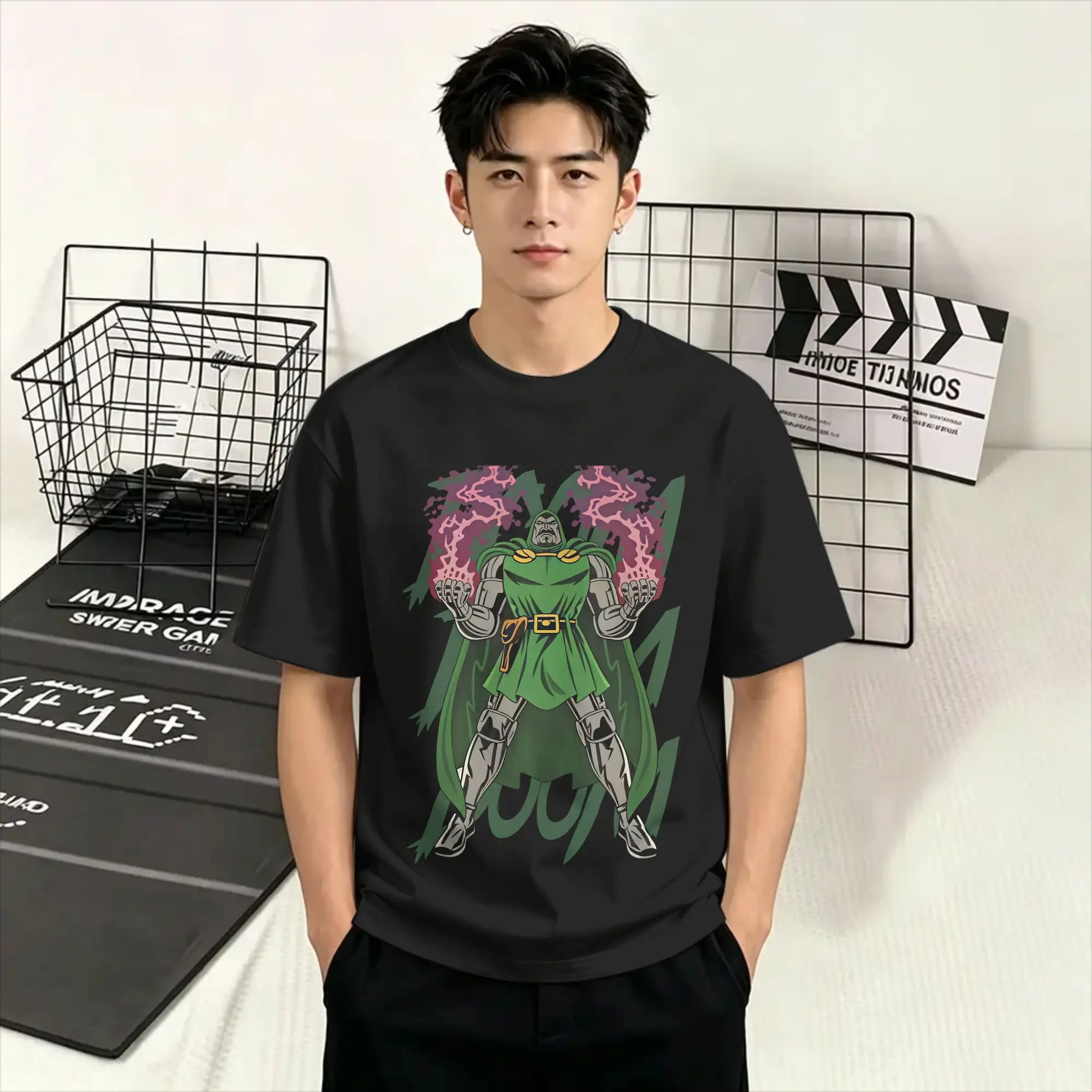 Casual T-Shirt Summer Dr Dooms Leisure T Shirts  Pure Cotton Tshirt for Men Y2K Retro Pattern Short Sleeve Clothes