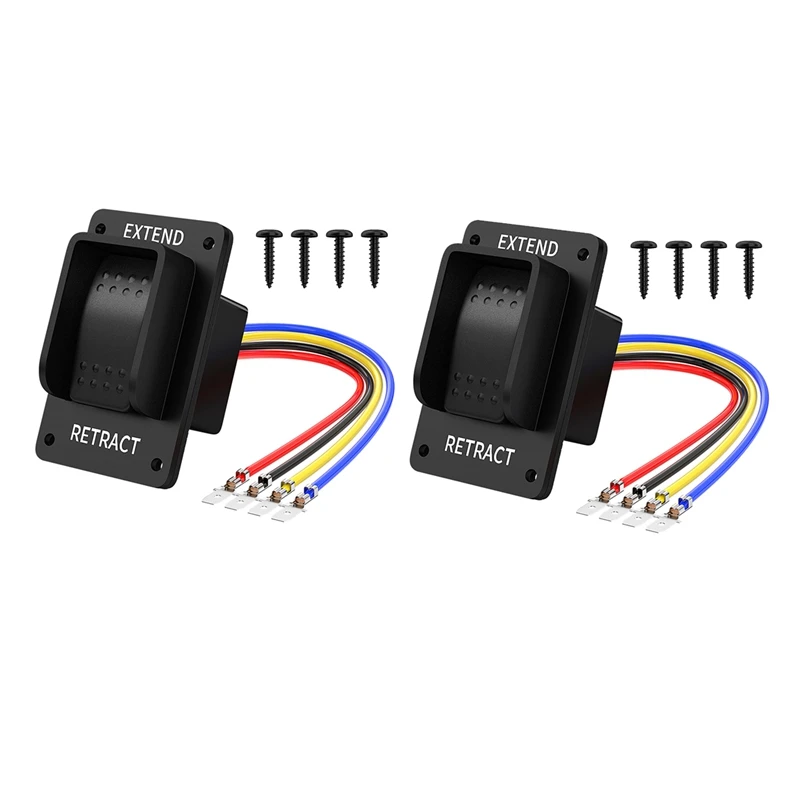 2PCS Reverse Polarity Switch 12V DPDT Momentary 3 Position Rocker Switch IP67 Waterproof Marine ON Off ON 20A for RV