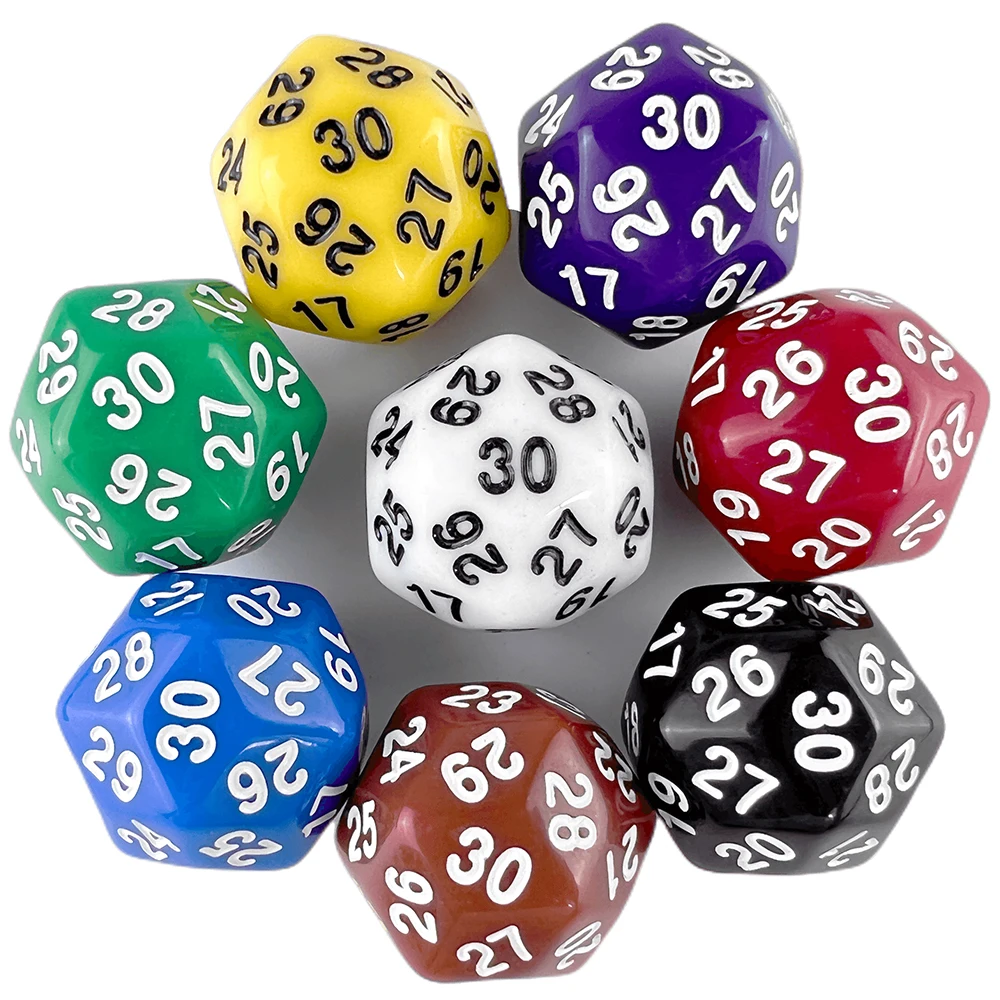 1pc D30 Dice Solid Color Polyhedral Dice for DND RPG Board Game Party Games