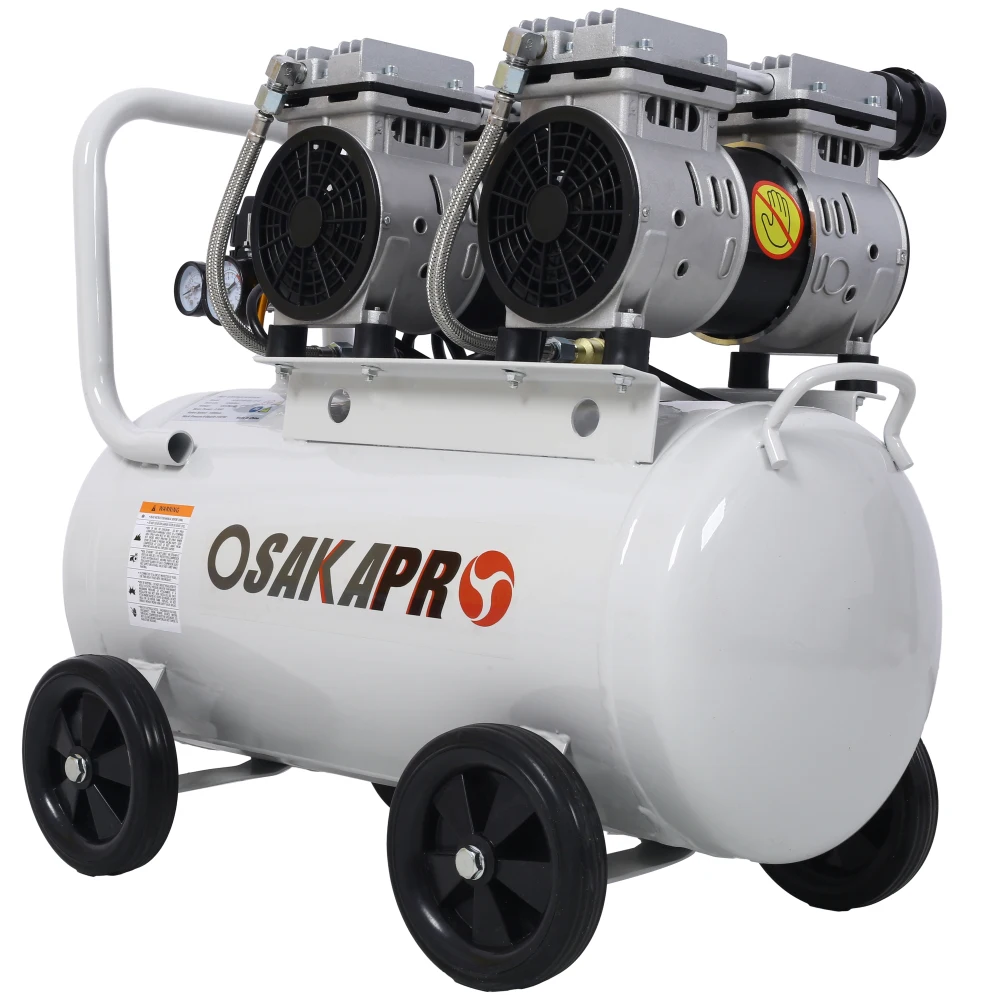 2.5 HP Silent Air Compressor 13 Gallon, Oil-Free, Electric Shop Air Compressor Portable,Lightweight with Wheels, 70 dBA Noise