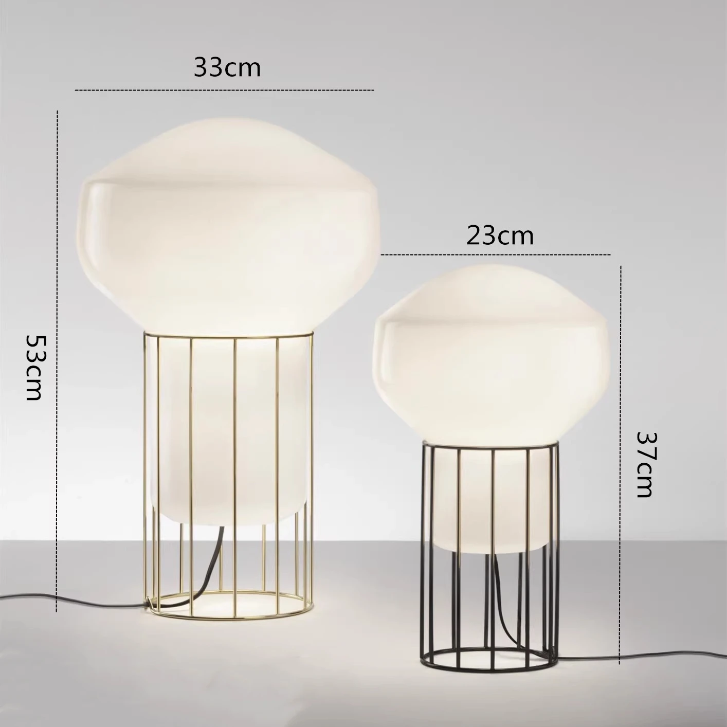 Italy Design Metal Floor Lamp with Glass Lampshade Table Desk Light E27 Bulb