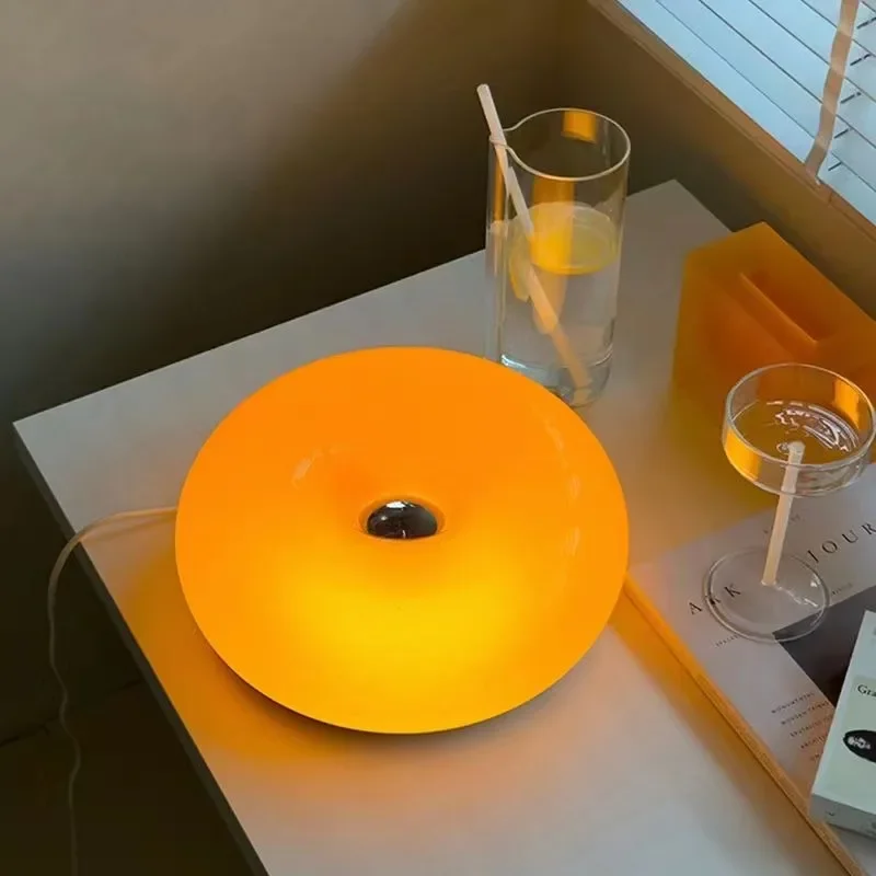 

Scandi Revivals Donut Table Lamp Art Bauhaus Orange Glass Wall Lamp Desk Bedroom Bedhead Touch Lamp