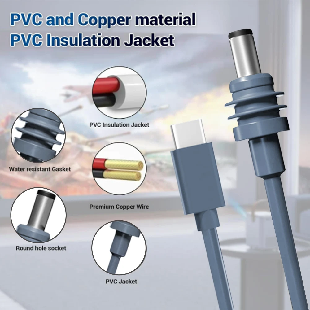 For Starlink Mini USB C To DC Power Cable Cord 100W Type-C To DC Cable Type-C To DC Fast Charging Power Cable for 65W+ PD Source