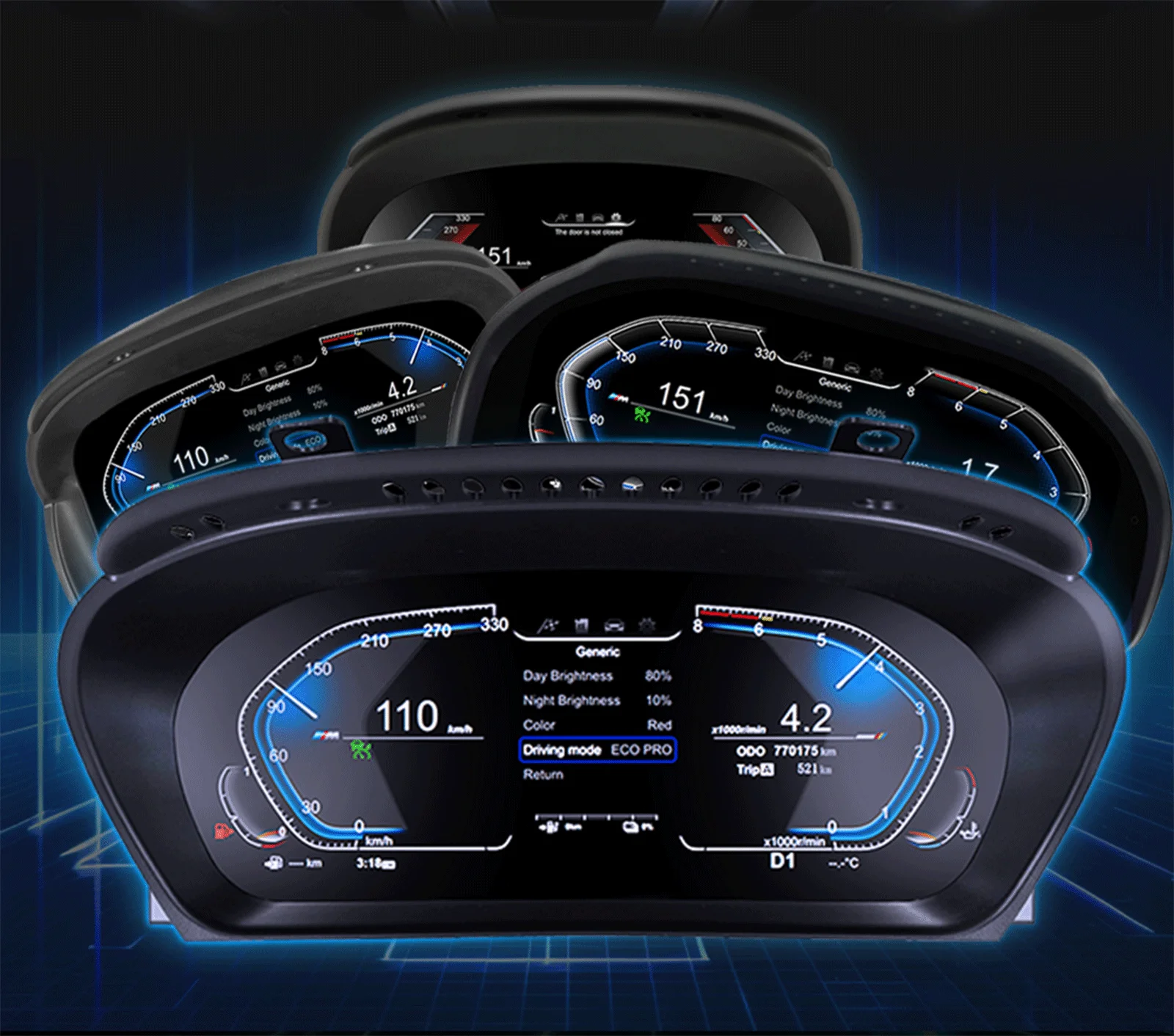12,3'' Digitales Dashboard für BMW 5er Serie E60 E61 E63 E64 Baujahre 2003-2009 Digitales Cluster-LCD-Tachometer Virtuelles Cockpit Carplay Android Mirror – Detail 6