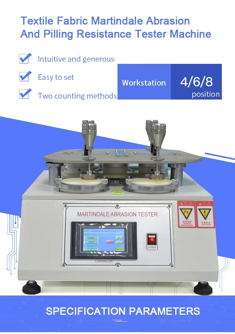 Martindale Abrasion Tester Fabric Pilling Wear Resistance Testing Machine