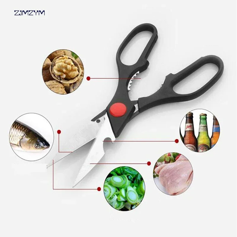 Stainless Steel Kitchen Scissors Multipurpose Purpose Shears for Meat Vegetable Barbecue Tool Scissors Nutcracker Bottle Opener