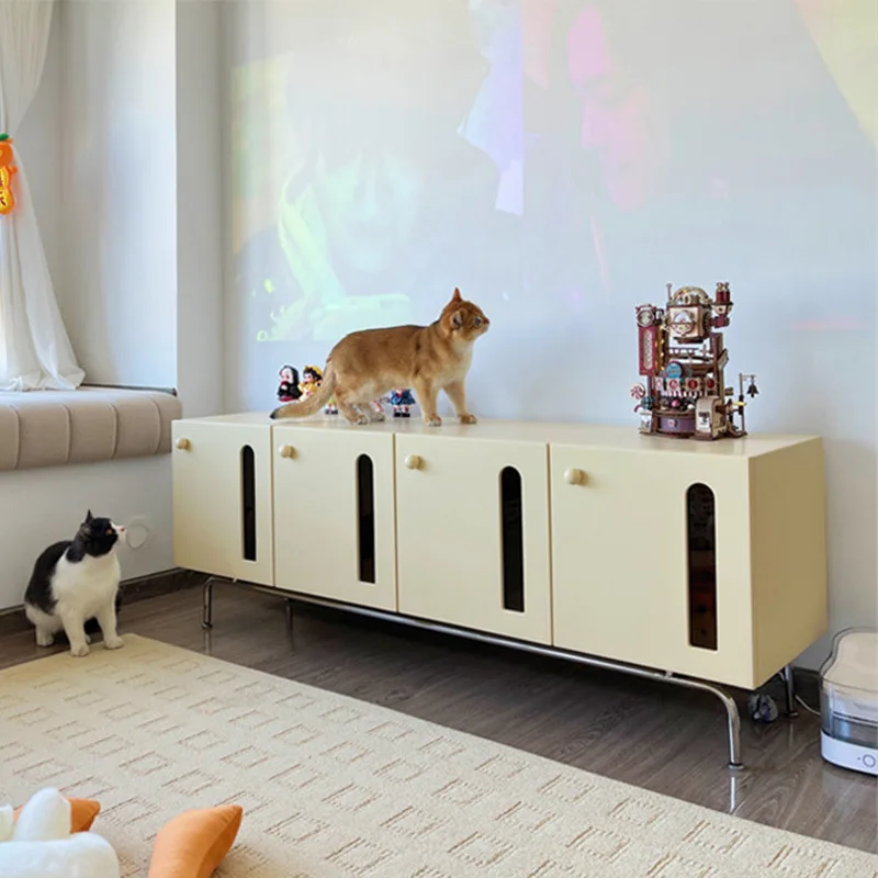 خزانة تلفزيون من الخشب الصلب في العصور الوسطى وغرفة معيشة بسيطة وخزانة كلاسيكية وخزانة أرضية من الرياح الكريمية الفرنسية