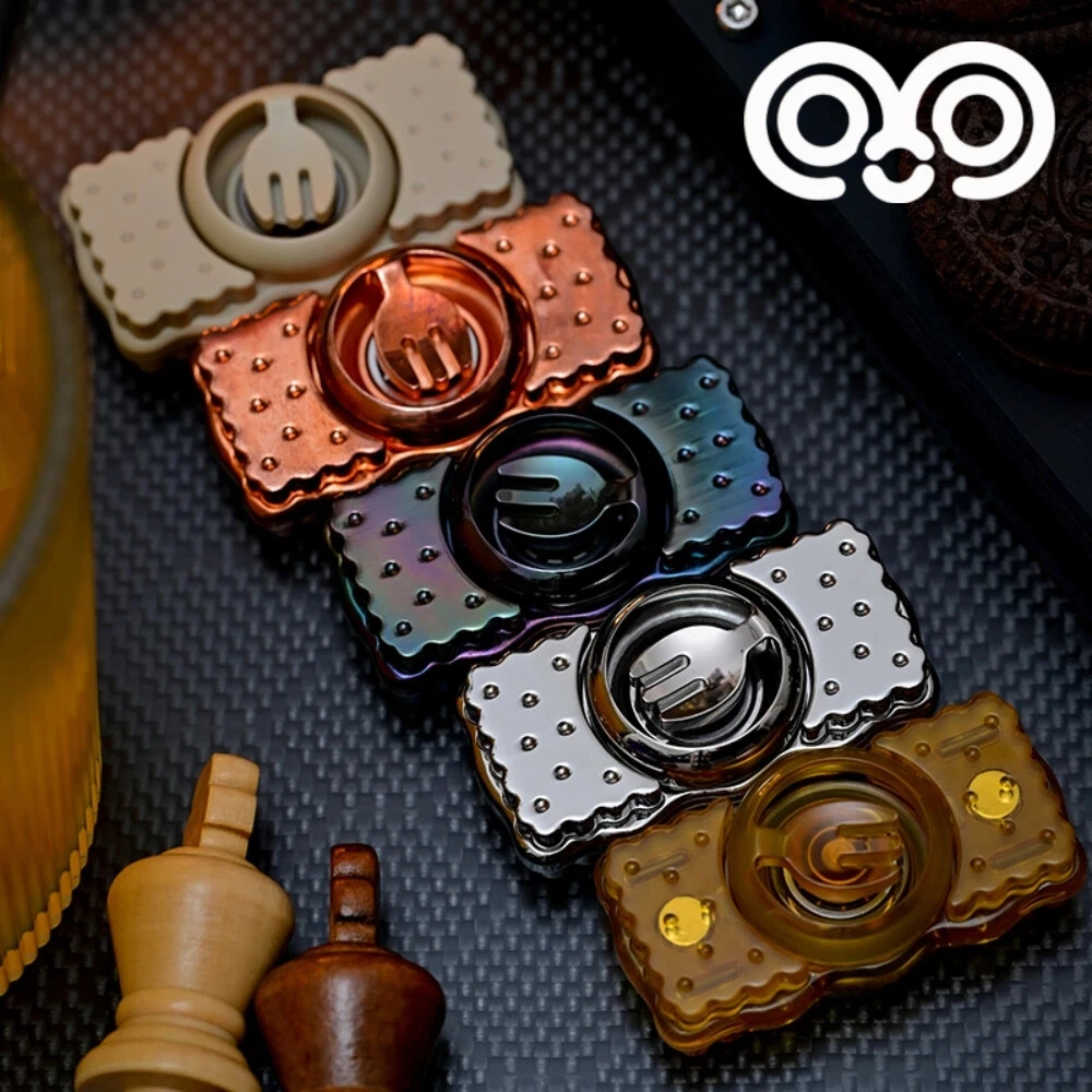 YOUBING EDC Biscuit Spinner Fidget-Spielzeug für Erwachsene Zweiflügeliger Fidget-Spinner zur Angstlinderung Edelstahl-Spinner