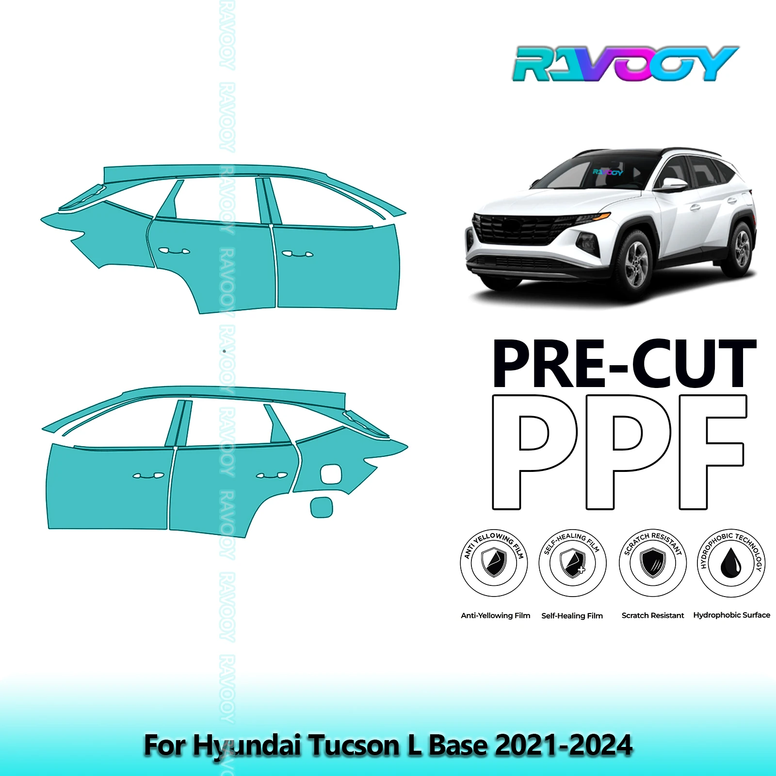 لشركة هيونداي توكسون L Base 2021-2024 8.5mil واضح ماتي قبل قطع باب PPF ومجموعة عمود A/B مجموعة طبقة حماية الطلاء من البولي يوريثان #1