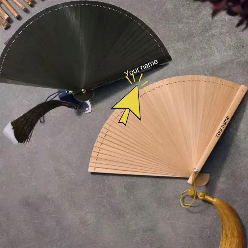 One personalized custom-made antique-style Chinese bamboo fan - fashionable accessory for ladies, gift for best friends, wedding