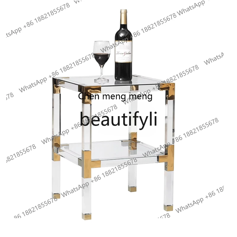 acrylic edge, tempered glass corner, sofa, living room, crystal transparent small square table  R