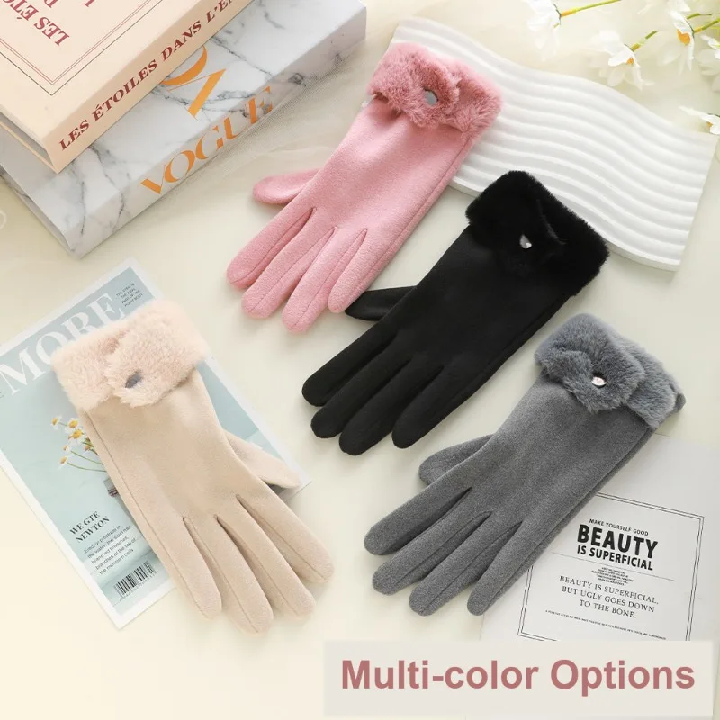 Women Winter Thermal Gloves Cold Resistant Windproof Touchscreen Compatible for Outdoor Cycling Sports