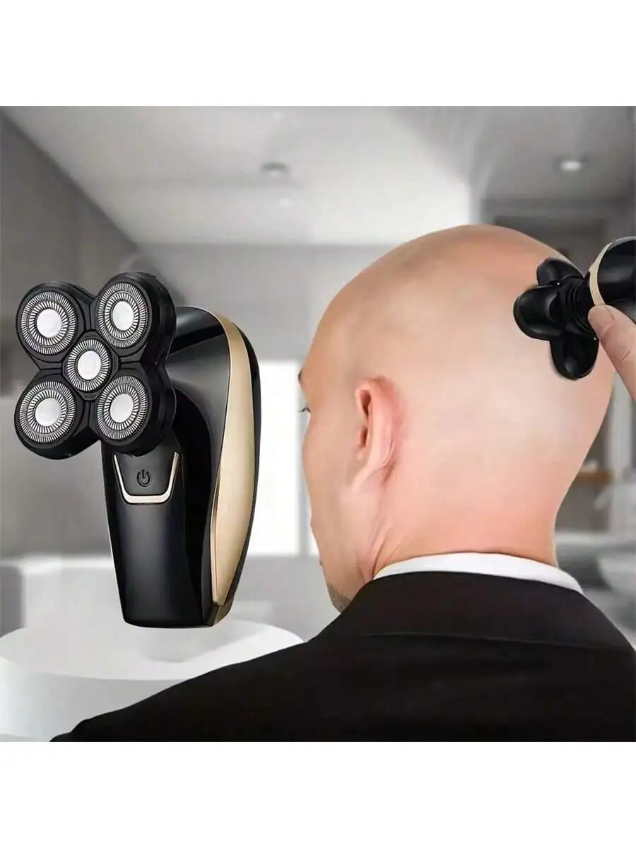 2026 ماكينة حلاقة الرأس مشابك الشعر مقاومة للماء ماكينة حلاقة كهربائية دوارة أداة تهذيب اللحية للرجال قابلة للشحن #1