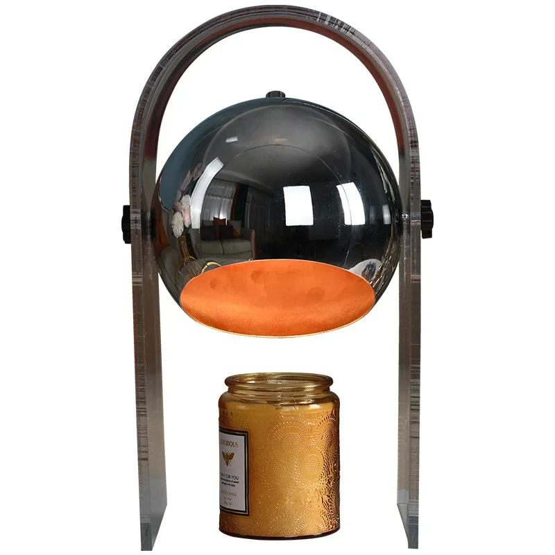 Timed wax melting lamp, European acrylic desk lamp, bedroom bedside black glass dimming retro atmosphere