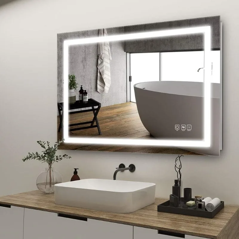 32x24 inch LED Lighted Bathroom Mirror, Wall Mounted Bathroom Vanity Mirror, Dimmable Touch Switch Control