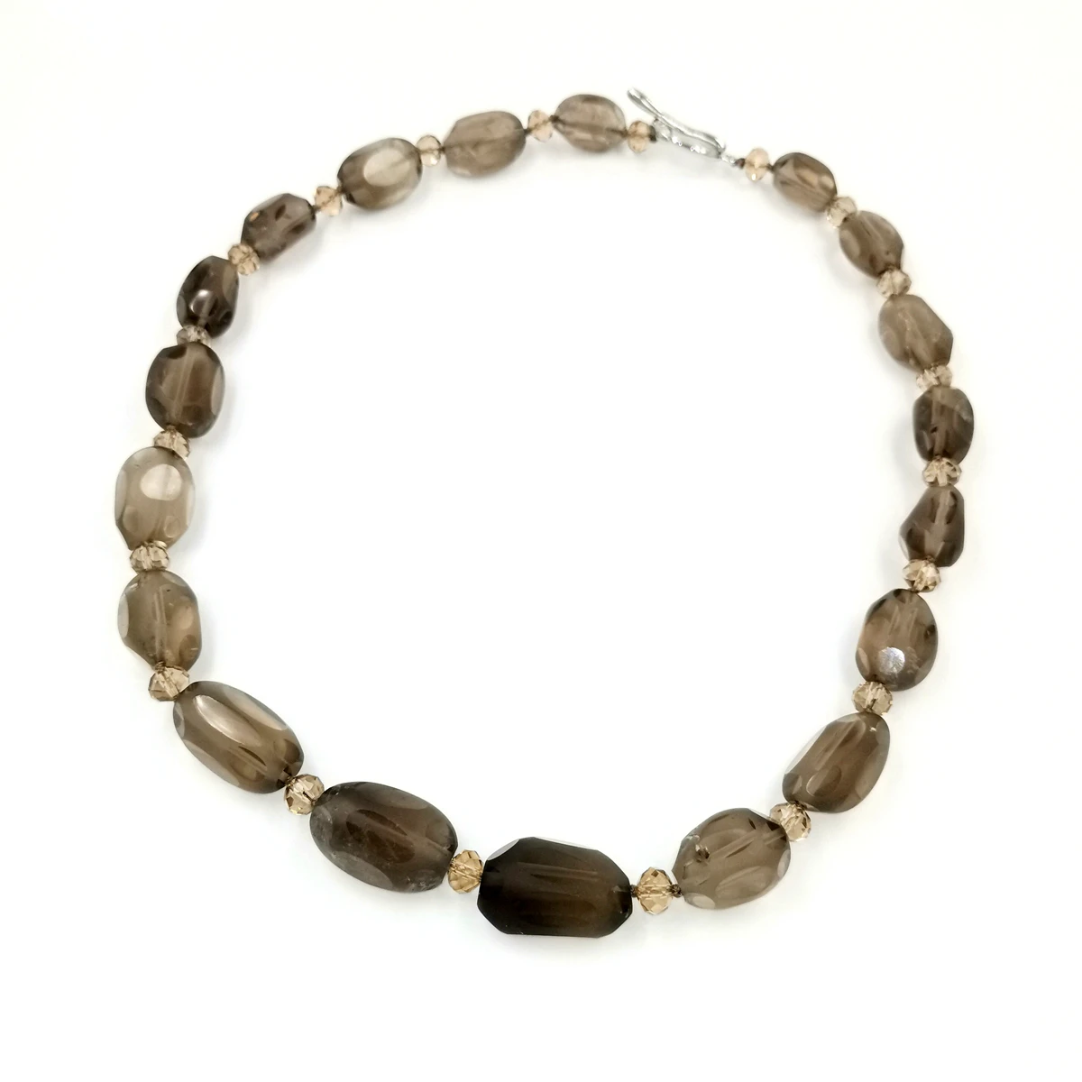 Lii Ji Real Stone Brown Color Smoky Quartzs Crystal Women Necklace 58cm Stock Sale Jewelry