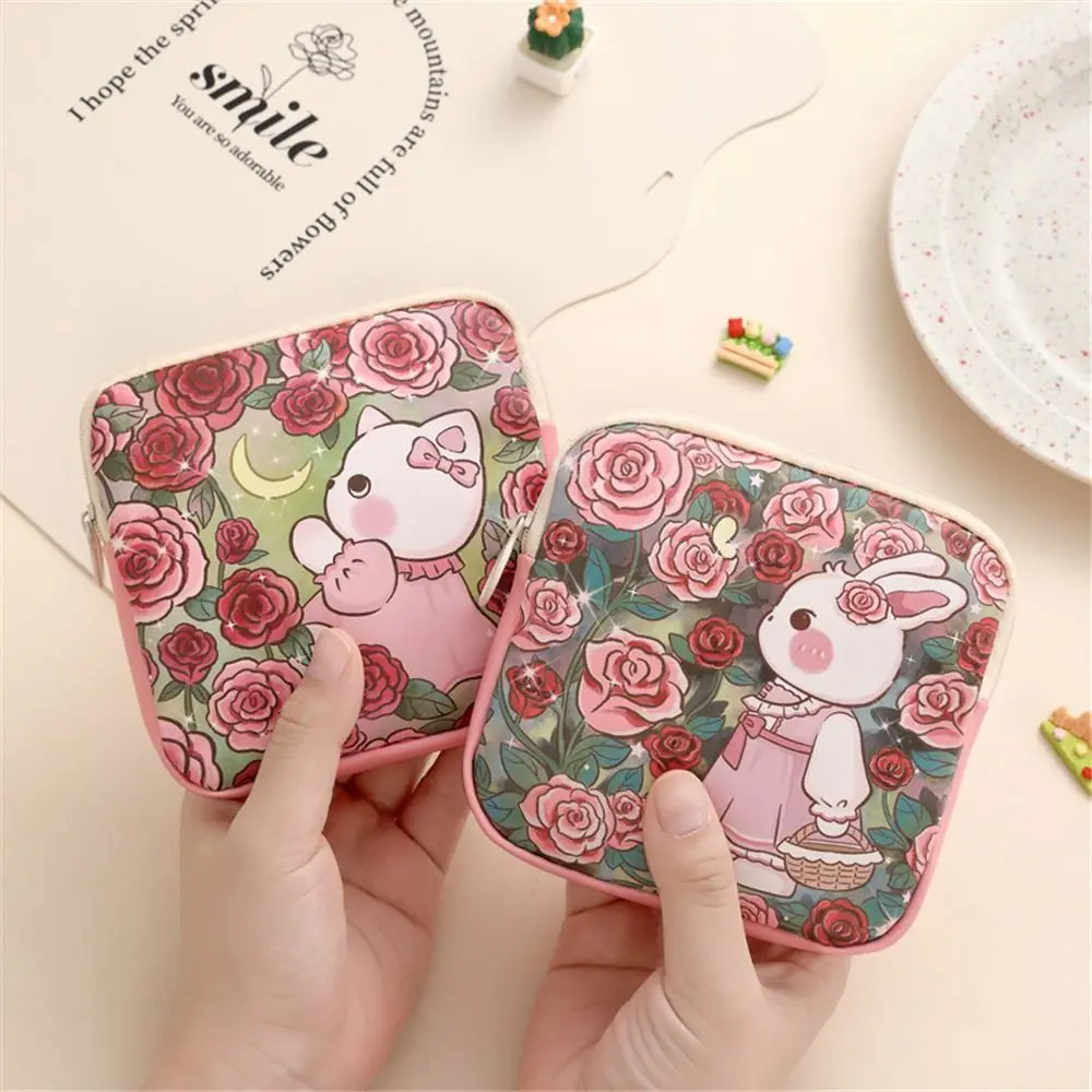 

Vintage Floral Coin Purse Portable Travel/Daily Use Lipstick Cosmetic Bag Zipper Sanitary Napkins/Pads Organizer for Women Girls