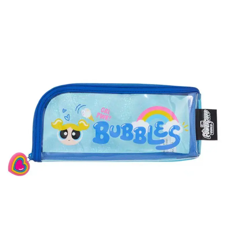 Japanese Cartoon Animation Peripheral Powerpuff Girls Transparent Pencil Case Girly Heart Large Capacity Portable Storage Bag