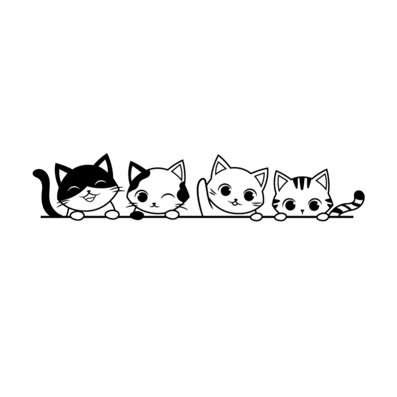 Peeking Cat Vinyl Sticker Car Window Bumper Decoration, Halloween Cats Decals Fur Kitten Laptop Stickers for Apple MacBook Decor