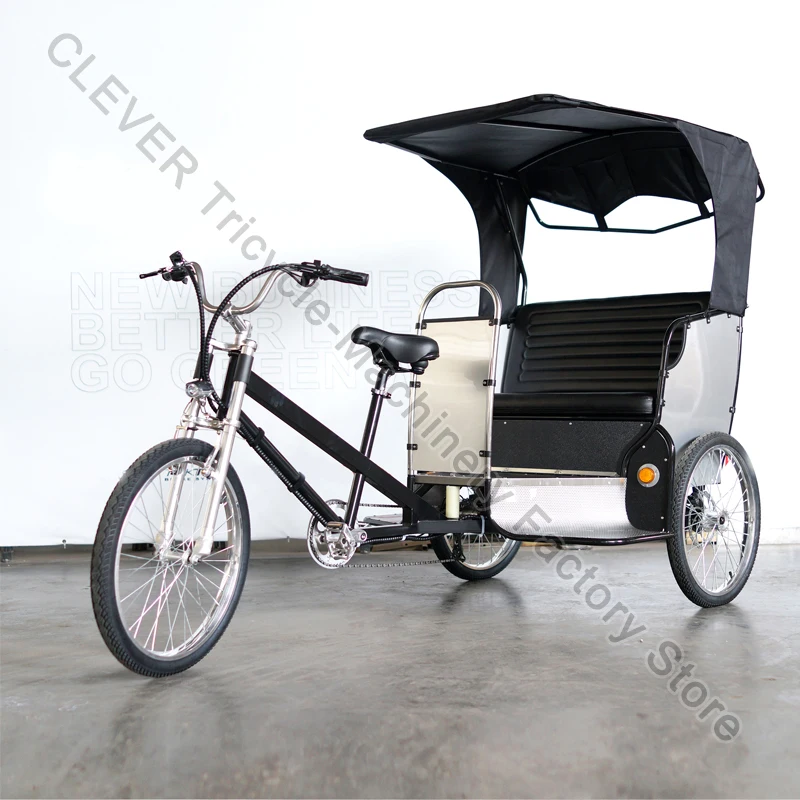 3 Seats Pedal E Pedicab Three Wheel Bike Taxi Battery Rickshaw For 3 Passenger Sightseeing Bike Can Customized