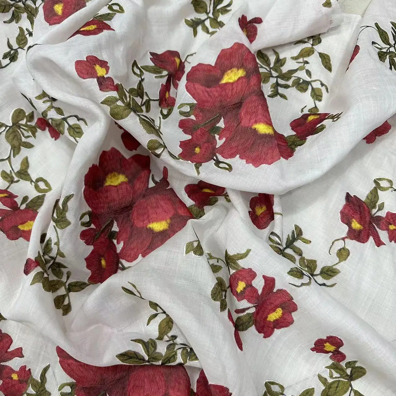 

Chinese Fabric Ramie Embroidered Clothing Cloth Retro Style 1 Meter