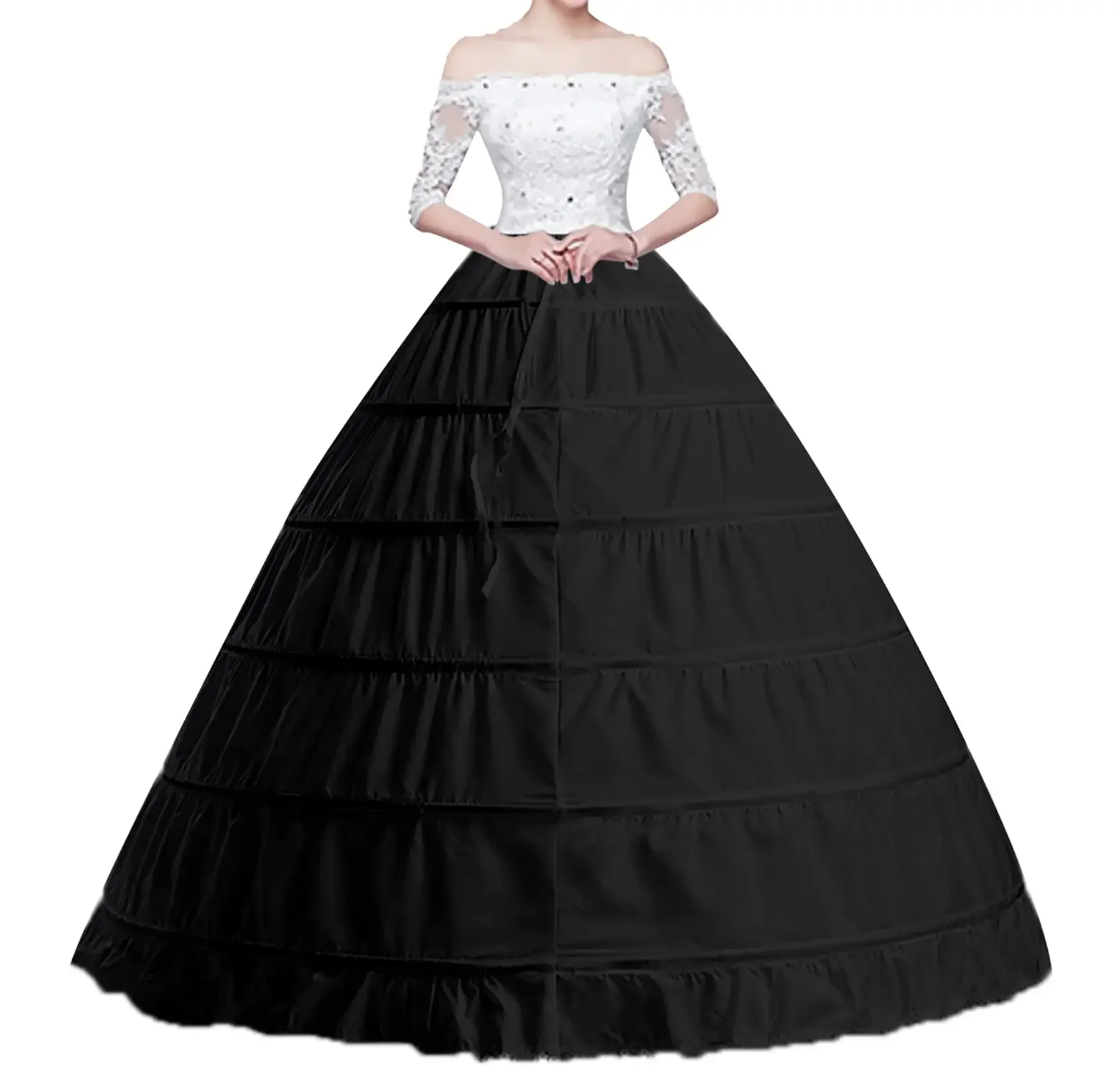 Crinoline Petticoat for Women A-line 6 Hoop Skirt Slips Ball Gown Petticoat Underwear Slip