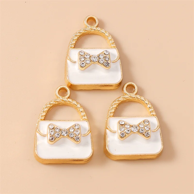 Leslie 10 Stück 16 x 23 mm niedliche Kristall-bunte Handtaschen-Charms-Anhänger, passend für DIY-Schmuckherstellung, handgefertigte Ohrringe, Halsketten, Basteln – Detail 8