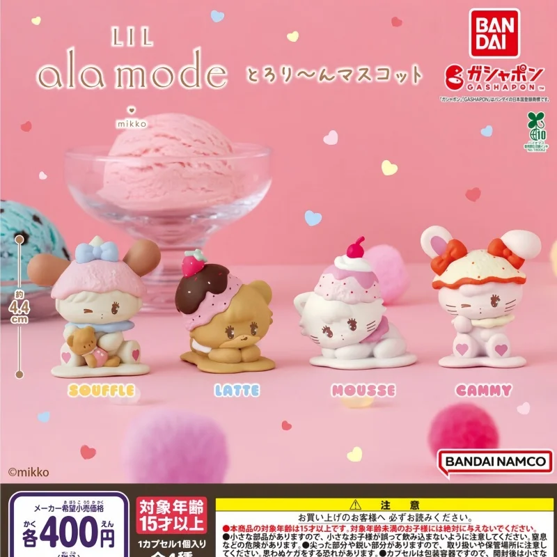 Figura de gashapon de Bandai, modelo Mikko Lil Ala, con diseño de helado, un adorable personaje de dibujos animados, ideal como objeto de colección, adorno de escritorio para adultos, regalo para aficionados y juguete.