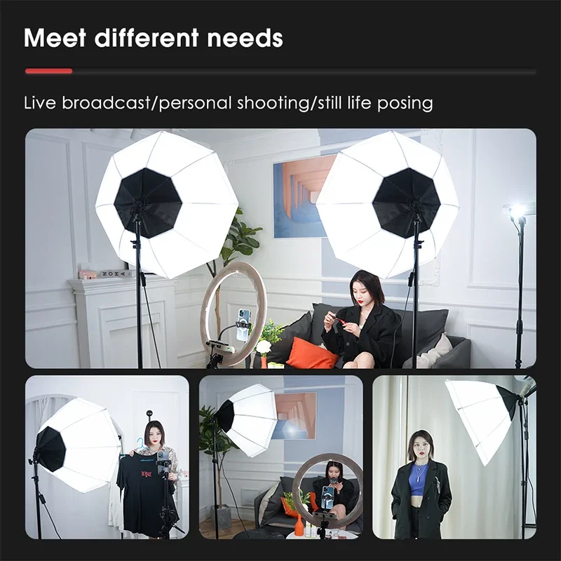 SH Photography Octagonal Softbox Kit Portable Device with Scalable Tripod Suitable for Live Streaming and Photography Studio
