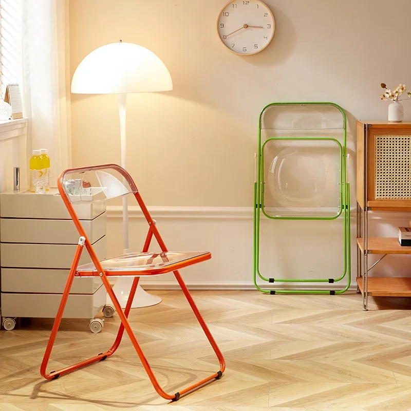 Internet celebrity folding chair acrylic transparent chair completed photo without chair simple folding crystal diningchairstool