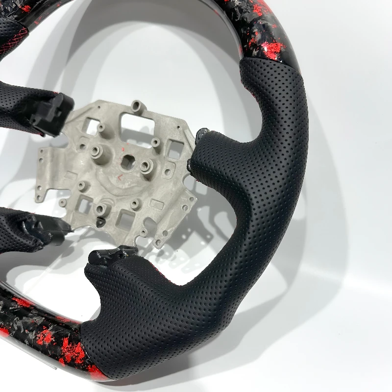 Red Forged Carbon Fiber Flat- Bottomed Steering Wheel for Ford Falcon - Upgrade Your Drive with Enhanced Control And Style