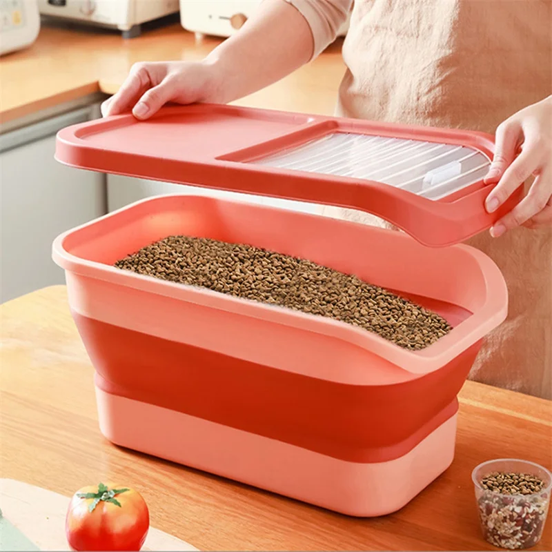 Dog Food Container Portable Durable And Space-saving 3 Colors Fashion Design One Piece With Cover High Quality Moisture-proof