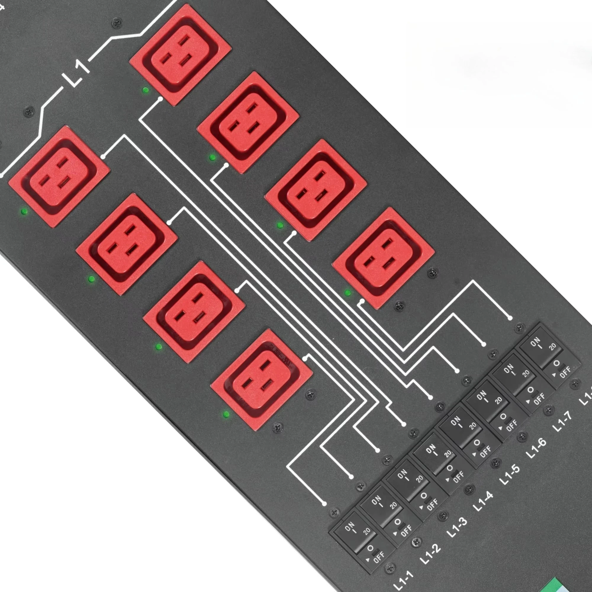 24-Port  PDU with Metered 3-Phase C19 C24 Red Sockets IP PDU  Clever  Function Low Voltage (LV) Products