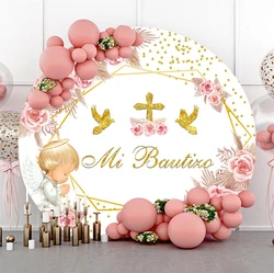 Baby Baptism Christening Round Backdrop Little Angel Mi Bautizo First Holy Communion Newborn Portrait Photography Background
