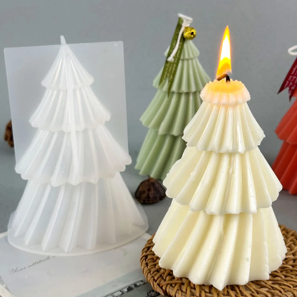 Christmas Tree Silicone Candle Mold DIY Geometric Pine Scented Candles Soap Molds Plaster Resin Clay Mould Home Decor Craft Gift